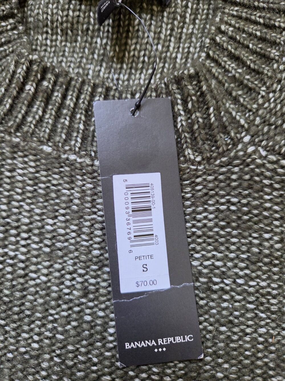 NWT Banana Republic Marled Green Crew Neck Sweater Petite Small Knit Pullover - Picture 3 of 9